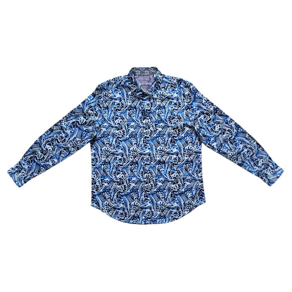 Robert Graham Arches Long Sleeve Button Down Shirt in Blue Men's Size Large - Picture 1 of 7